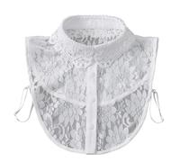 CAZSTYK Collar clásico desmontable con solapa abierta, ribete de encaje, decorativo, calado, media camisa, accesorio elegante para blusas, blanco, Talla única