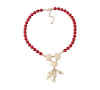 CAZSTYK Collar con colgante de pez tropical con cuentas y conchas, cadena de aleación resistente para un estilo versátil y elegante colgante de pez