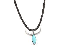 CAZSTYK Collar con colgante de turquesa inspirado en tribales, cordón de cuero suave, joyería para regalo, versátil collar étnico de moda, talla única, como se describe, como se describe