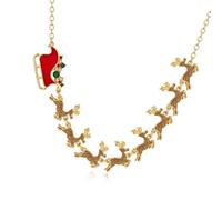 CAZSTYK Collar de reno festivo hecho a mano, gargantilla ajustable con colgante de alce, accesorio para fiestas de Navidad, adorno de Navidad de moda