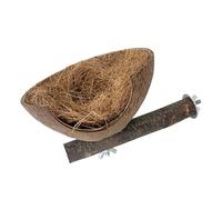 CAZSTYK Cómodo nido y percha de coco natural para periquitos de pájaros pequeños, fácil de limpiar, loros domésticos, hábitat, refugio, accesorio para pájaros