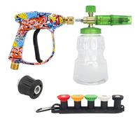 CAZSTYK Construcción ABS potente lavadora a presión eléctrica con 5 puntas rociadas ajustables y botella de detergente M22 compatible con lavadora de alta presión