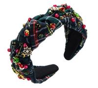 CAZSTYK Diadema con diseño de cuadros de Navidad, diseño de aro para el pelo, estilo francés