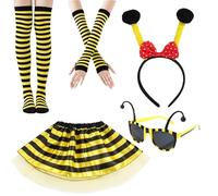 CAZSTYK Disfraz de abejas de 5 piezas para mujeres adultas, conjunto de abejas para Halloween, cosplay, divertidos accesorios de juego de simulación, accesorios de abejas, O, Talla única