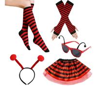 CAZSTYK Disfraz de abejas de 5 piezas para mujeres adultas, conjunto de abejas para Halloween, cosplay, divertidos accesorios de juego de simulación, accesorios de abejas, f, Talla única