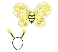 CAZSTYK Disfraz de abejorros con diadema de alas de abejas para Halloween, disfraz de cosplay de 2 piezas, disfraz de abejas para Halloween, fiesta de cosplay