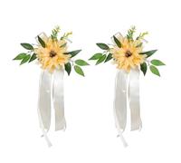CAZSTYK Elegante accesorio de rosa artificial con espejo para coche, con cinta de satén, ramos decorativos perfectos para uso nupcial, boda y coche