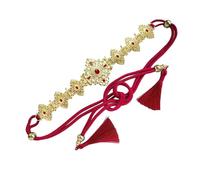 CAZSTYK Elegante cinturón de metal con tachuelas de diamantes de imitación, longitud ajustable para ocasiones especiales, accesorio lujoso, rosso, Talla única