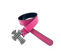 CAZSTYK Elegante cinturón de remache con diamantes de imitación para niñas y mujeres, de piel sintética occidental, para uso diario u ocasión especial, faja de vestir casual, Rosa Roja, Talla única
