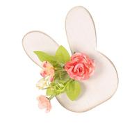 CAZSTYK Figura decorativa de madera de conejitos de Pascua con lazo de flores, centros de mesa, decoración de mesa para casas de campo, decoración del hogar, Pascua