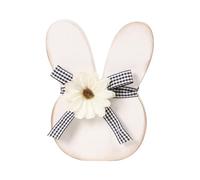 CAZSTYK Figura decorativa de madera de conejitos de Pascua con lazo de flores, centros de mesa, decoración de mesa para casas de campo, decoración del hogar, Pascua