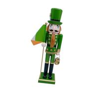 CAZSTYK Figuras de soldado de hoja verde de 38 cm, cascanueces irlandeses de madera, marionetas del día de Patricio, adorno coleccionable para decoración de mesa del hogar, figura de cascanueces