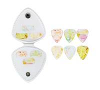 CAZSTYK Funda de piel sintética para púas de guitarra, organizador de púas, soporte para guitarras, bolsa de transporte para púas con soporte para 6 púas, 1,5 mm., QAutumn colors, Diseño transparente