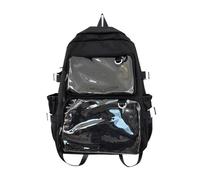 CAZSTYK Itabag - Mochila para estudiantes, escuela, estilo japonés, mochila de gran capacidad para exhibición de pines, Negro