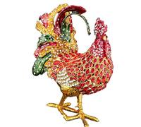 CAZSTYK Joyero de aluminio ligero pero fuerte inspirado en gallo, caja de almacenamiento de anillos Feng Shui Chanticleer Knickknack Box