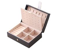 CAZSTYK Joyero para mujer con soporte de 2 capas, cajas y organizadores de cuero con hebilla, fundas extraíbles, caja de piel sintética