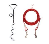 CAZSTYK Juego de cables de amarre para perros de 9.8/16.4/32.8 pies, alambre de acero para perros pequeños a grandes, al aire libre, patio, playa, camping