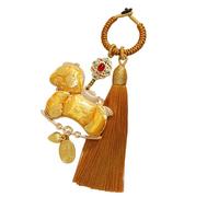 CAZSTYK Llavero con temática del año zodiacal chino que incluye borlas tejidas a mano y construcción de tela para un buen símbolo con borlas, Amarillo dorado., Talla única