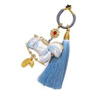 CAZSTYK Llavero con temática del año zodiacal chino que incluye borlas tejidas a mano y construcción de tela para un buen símbolo con borlas, azul celeste, Talla única