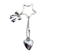 CAZSTYK Llavero de aleación de moda con colgante de corazón y estrella para teléfono, accesorio multiusos para monederos y llaves de mujer, regalo, Escribe una estrella, Talla única