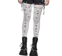 CAZSTYK Medias opacas japonesas estéticas para mujer, con estampado adorable, medias blancas para calle, blanco, Talla única