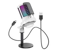 CAZSTYK Micrófono USB avanzado con efectos de iluminación coloridos para laptop, juegos, espectáculos en vivo, reducción de fondo, micrófono de regalo