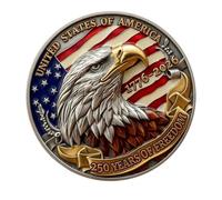 CAZSTYK Moneda de artefacto histórico que conmemora los 250 años de independencia de Estados Unidos con emblemas nacionales, medallas coleccionables de regalo de EE. UU