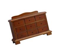 CAZSTYK Organizadores compactos de madera de castaño de 9 cajones para casas de muñecas de 1/12, muebles pequeños vintage, gabinete de madera en miniatura para casas de muñecas