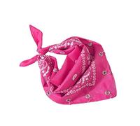 CAZSTYK Pañuelo cuadrado con diseño retro de bandana con cierre de metal para decoración de bolso, bufanda con ojal, Rosa Roja, Talla única