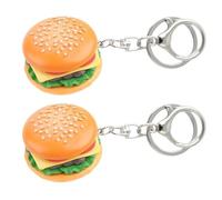 CAZSTYK Paquete de 2 llaveros resistentes de hamburguesa en metal que resuelven problemas de rotura para usuarios frecuentes durante el trabajo, viajes, actividades, llavero de hamburguesa