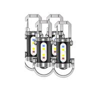 CAZSTYK Paquete de 4 llaveros recargables permanentes de aleación de aluminio, 7 modos de luz, transportables para llevar a diario, viajes, mochileros