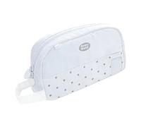 CAZSTYK Portalápices de tela multiusos con función plegable y patrón de puntos para organizar suministros escolares, White, Mass Beauty