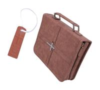 CAZSTYK Protector bíblico de inspiración vintage con símbolo de metal dorado y bolsillo adicional, elegante bolsa de Biblia con bolsillos