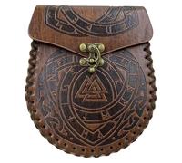 CAZSTYK Riñonera medieval con cinturón, portátil, vintage, en relieve, para eventos de fantasía, fiesta de cosplay, Triángulo marrón