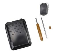 CAZSTYK Sartén antiadherente para parrilla de camping con mango extraíble, bandeja manual para hornear maíz para barbacoa al aire libre, asar y freír el hogar, hornear maíz manual con mango de madera