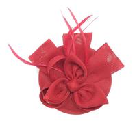 CAZSTYK Sombrero de fiesta de té con clip extraíble para el pelo, accesorios para eventos nupciales para novia, damas de honor, evento, velos desmontables, tocado, rosso, Talla única