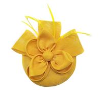 CAZSTYK Sombrero de fiesta de té con clip extraíble para el pelo, accesorios para eventos nupciales para novia, damas de honor, evento, velos desmontables, tocado, amarillo, Talla única