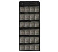 CAZSTYK Soporte de pared para tarjetas deportivas con 24 bolsillos, tela Oxford negra, soporte para tarjetas evaluadas