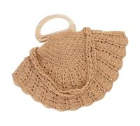 CAZSTYK Summers - Bolso de mano tejido con conchas de ganchillo para mujer, con forma de concha, caqui