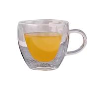 CAZSTYK Vaso artístico con forma de corazón con aislamiento térmico, diseño de doble capa, taza de café para bodas, fiestas, regalo esencial, taza de vidrio aislada de doble pared con forma de corazón