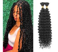 CAZSYSDD Deep Wave Bulk Hair for Braiding 18 inch No Weft Deep Wave Bundles Curly Braiding Hair Extensions for Boho Braids and Wavy Braiding 2 Braids Per Pack (1B, 18inch (1pack))