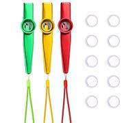 Cazu Kazoo de Metal y Aluminio con 10 Membranas - Instrumento Musical Profesional para Niños y Adultos - Acompaña Guitarra, Violín (Dorado, Rojo, Verde)