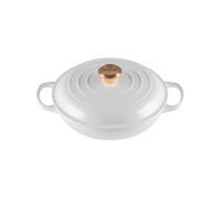 LE CREUSET Cacerola baja Evolution de hierro fundido, Redonda, diametro 30 cm, 3.5 L, Para todas las fuentes de calor, incluye inducción, Blanco