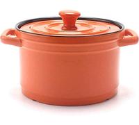 Cazuela clásica de cerámica refractaria con tapa, cazuela de cerámica con tapa, horno holandés redondo de cocción lenta, cerámica antiadherente saludable, cacerola de cerámica para la cocina del hogar
