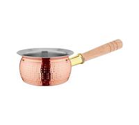 Cazuela de acero inoxidable, calentador de mantequilla de 400 ml, olla pequeña antiadherente con mango de madera, sartén de chocolate de acero inoxidable 304 para calentar el café, calentar la leche