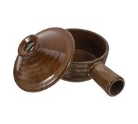 Cazuela de Barro Marrón con Tapa, Asa Única, Resistente al Calor | Cocción en Microondas, Fácil Limpieza, Superficie Antiadherente, Uso Doméstico, Tamaño Compacto, Diseño Práctico