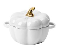 cazuela de cerámica, Cacerola, tazón for sopa con tapa y asa, sopera grande forma de doble(White)