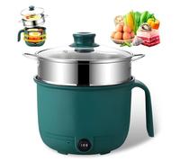 Cazuela Eléctrica, Pequeño Utensilios de Cocina Eléctrica 1.5L con Cesta de Vapor de Acero Inoxidable Olla de Pasta Rápida Portátil 600W, Estufa de Pasta Multifuncional para el Hogar