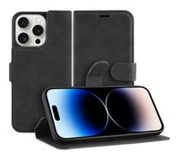 Cazy - Carcasa compatible con iPhone 14 Pro con tarjetero - Bookcase Premium - Negro