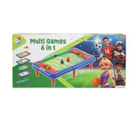 CB Games - Mesa multijuegos 6 en 1 infantil, futbolín, billar, hockey, bolos, baloncesto y golf, incluye accesorios, tamaño 43x25x12 cm, juego mesa para 2 jugadores, ideal para niños desde 6 años,